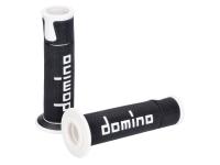 Poignées Domino A450 On-Road Racing noir / blanc avec extrémités ouvertes