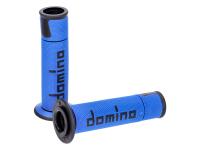 Poignées Domino A450 On-Road Racing bleu / noir avec extrémités ouvertes