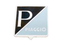 Emblème Piaggio pour le collage de l'aluminium 25x31mm pour Vespa 50, 50S, 50SS (-1968), 90, 90SS, 125 Primavera, Nuova (1966)