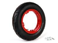 Roue complète (pneu monté sur jante et prêt à rouler) -BGM Sport, sans chambre à air, Vespa- 3.50 - 10 pouces TL 59S (renforcé) - jante 2.10-10 rouge