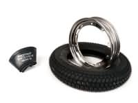 Kit complet pneu -BGM Classic, Vespa- 3.50 - 10 pouces TT 59P (renforcé) - jante 2.10-10 inox poli