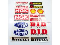 Autocollant Kit de sponsoring Shell, Pirelli, Marelli, NGK, Brembo, Akrapovic, DID, USAG