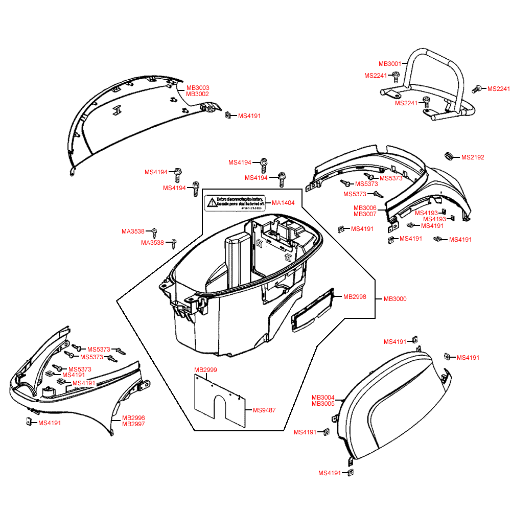 F12 carénage arrière et compartiment pour casque